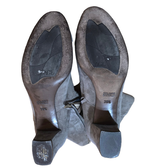 AGL Suede Block Heel Booties grey 9 Women’s Attilio Giusti Leombruni - Picture 7 of 8